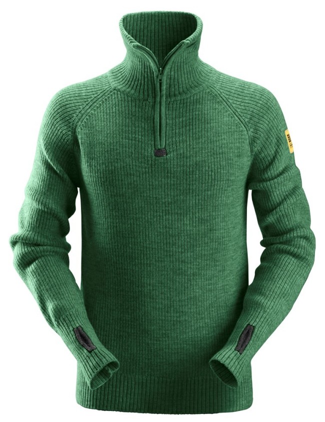 Sweter z wełny Snickers 2905 zielony